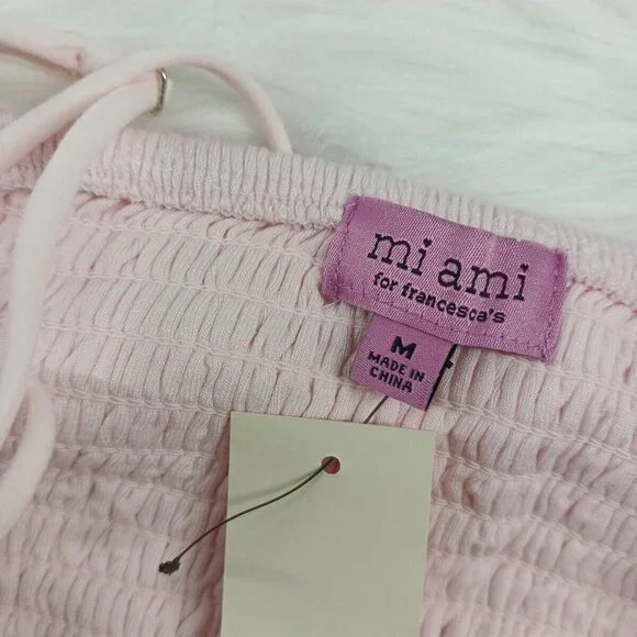 NWT FRANCESCA Mi Ami Bralette Lace Smocked M(8-10) Pink Stra Cross Back - Picture 11 of 12